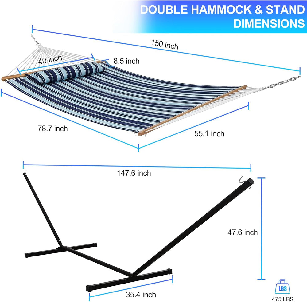 Portable Outdoor Hammock with Stand, Heavy Duty Hammock with Carrying Bag, So...