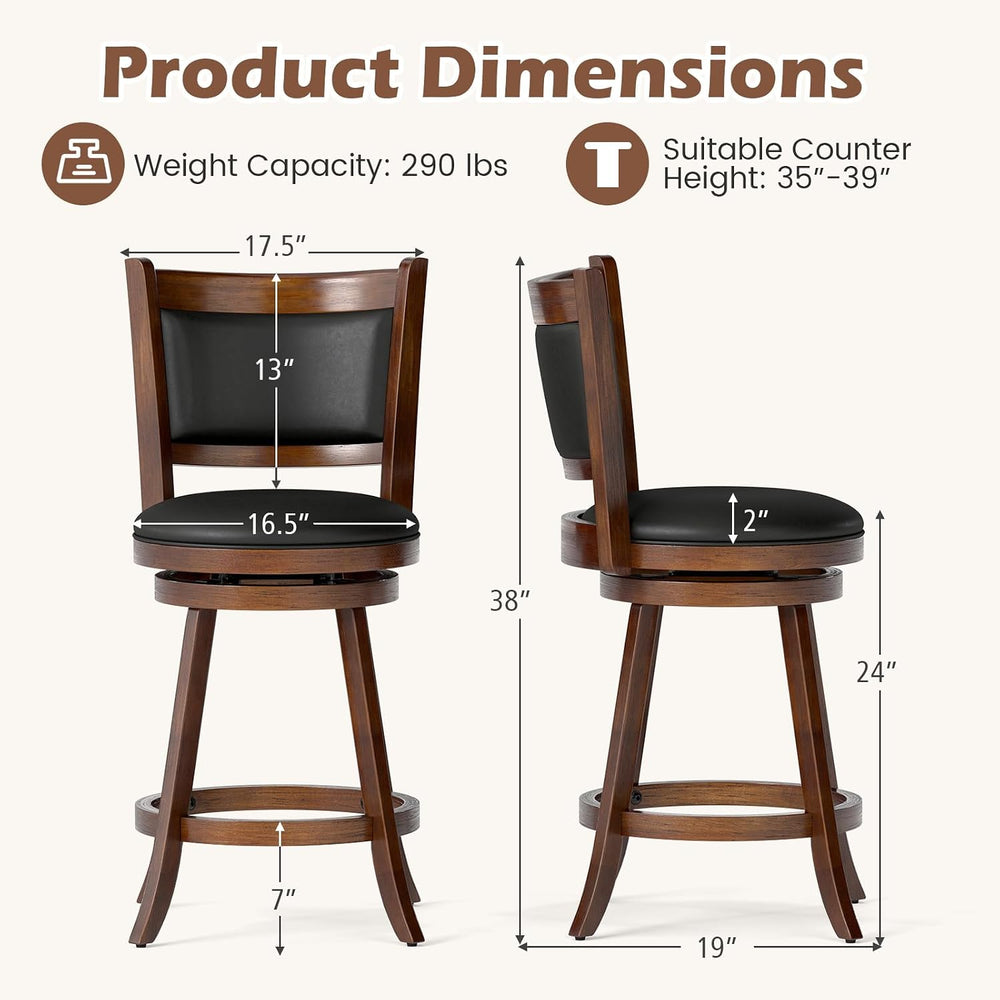COSTWAY Bar Stools Set of 2, 360 Degree Swivel