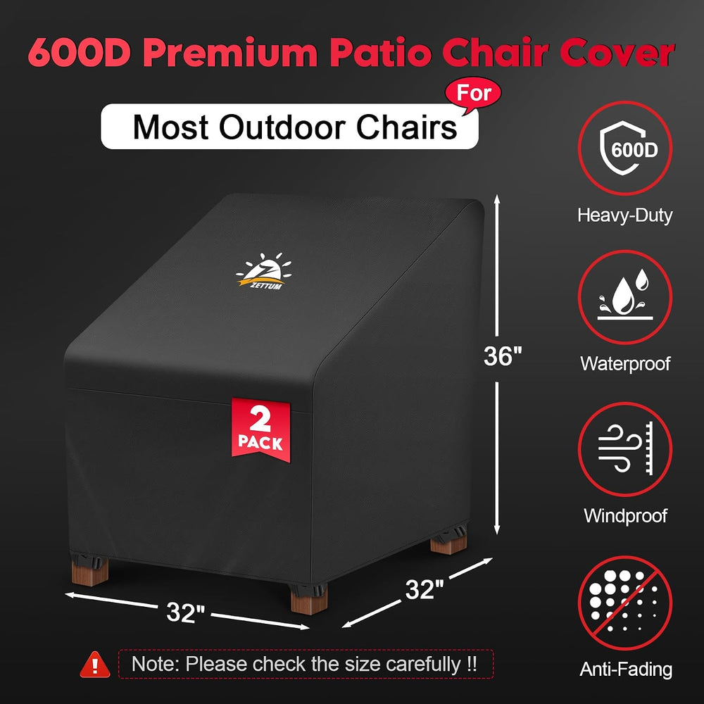 Zettum Patio Chair Covers 2 Pack - 600D Outdoor Lounge Deep Seat Cover Waterp...