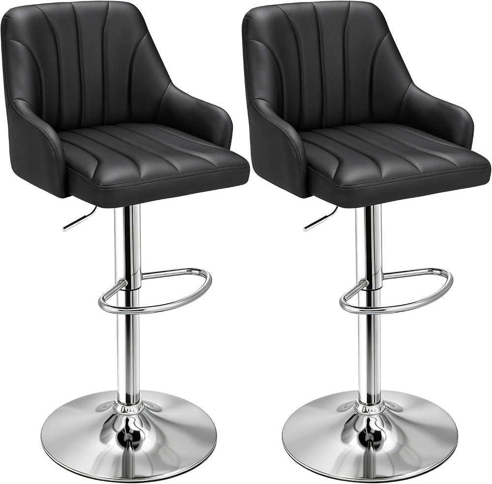 VECELO Bar Stools Set of 2, Adjustable Barstools, Counter Height Stools with ...