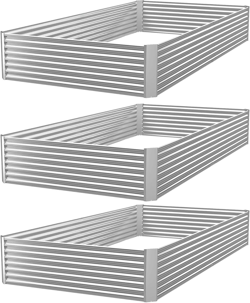 3pcs Galvanized Raised Garden Bed Outdoor,Above Ground Garden Bed for Vegetab...