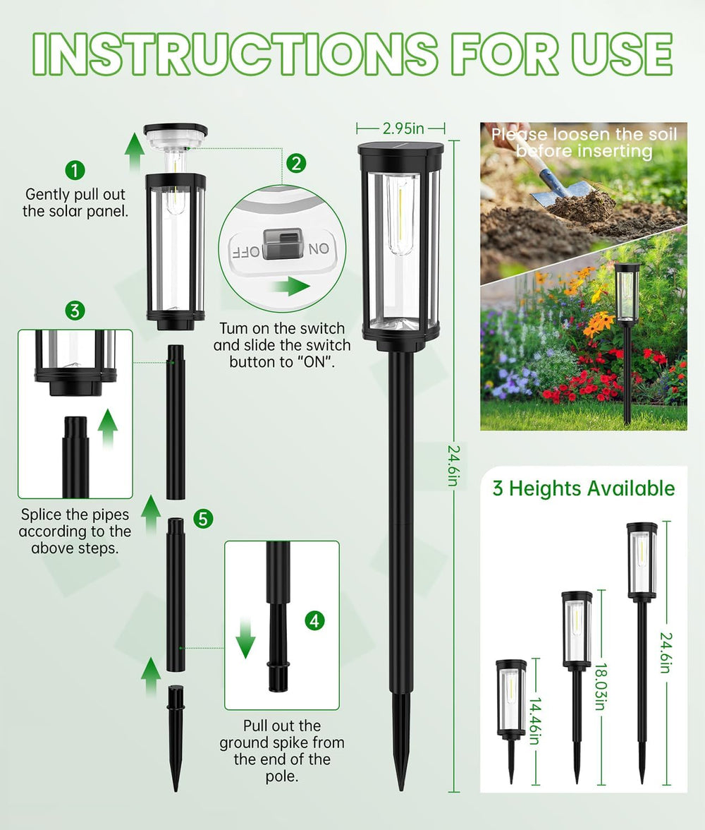 BITPOTT Bright Solar Pathway Lights, 12 Pack Solar Garden Lights Outdoor Wate...