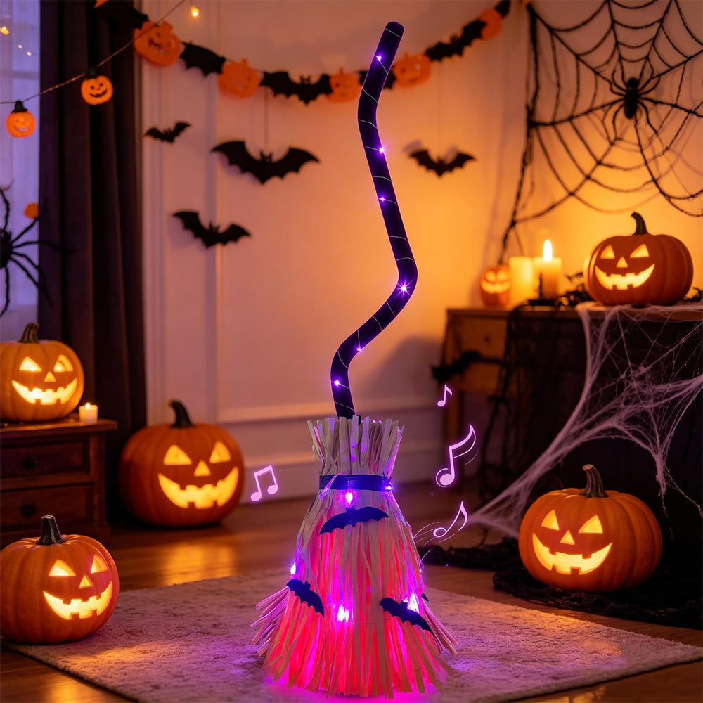 Glintoper Halloween Lighted Witches Broom, 32" Animated Moving Broomsticks