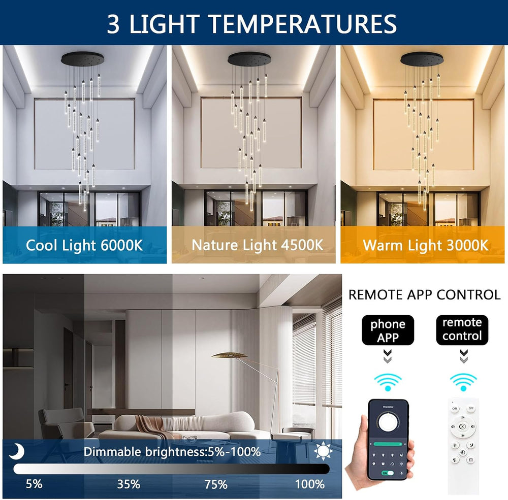 20-Lights Chandelier LED Dimmable Chandeliers for Entryway Flush Mount Ceilin...