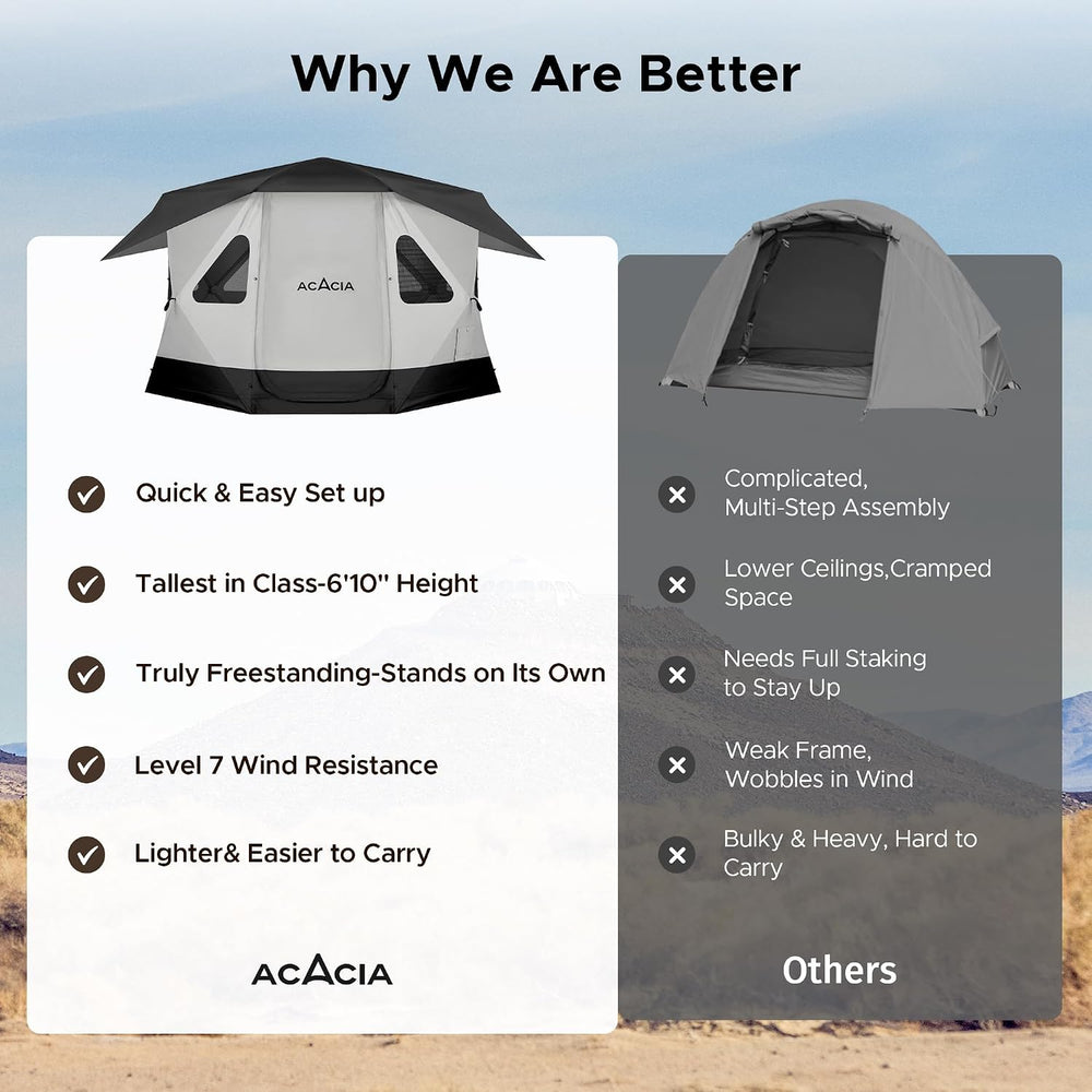 Space Acacia Lite Camping Tent, Pop Up Tents for Camping, Lightweight & D...
