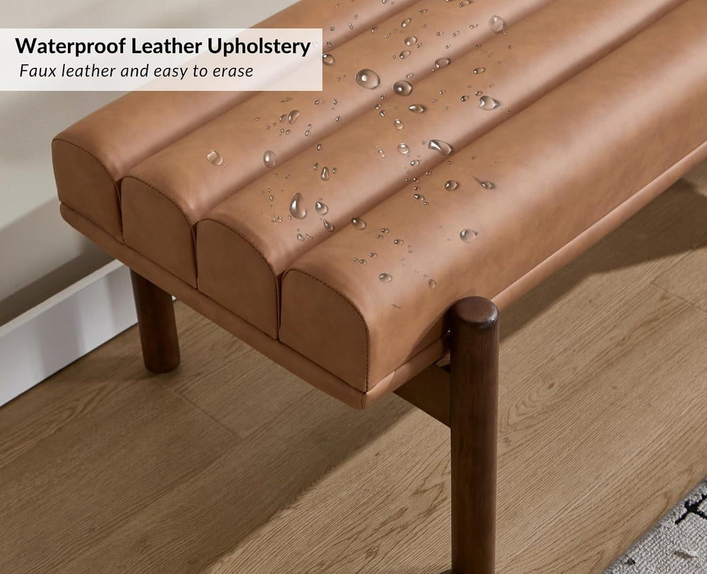 EALSON 47 Inch Entryway Bench Leather Upholstered End of Bed Bench Bedroom Be...