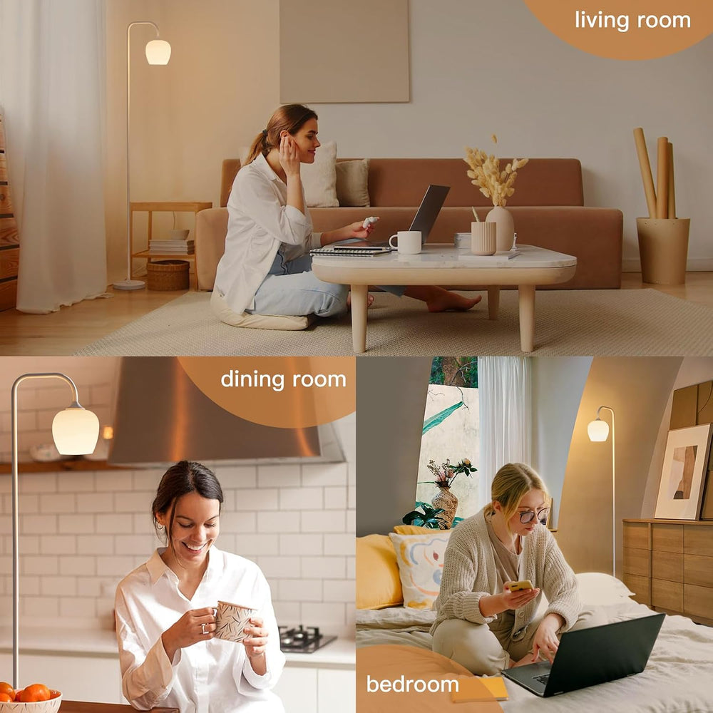 ONEWISH White Floor Lamp-Modern Standing Lamp for Living Room Bedroom, Opal G...