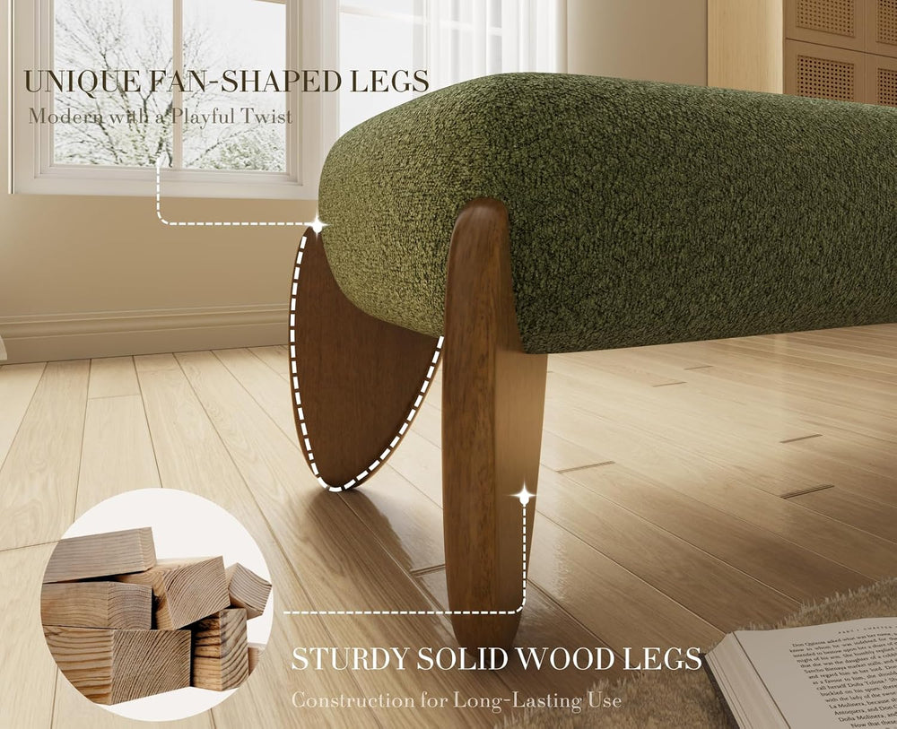 CIMOTA Modern Entryway Bench, 50" Bedroom End of Bed Bench, Green