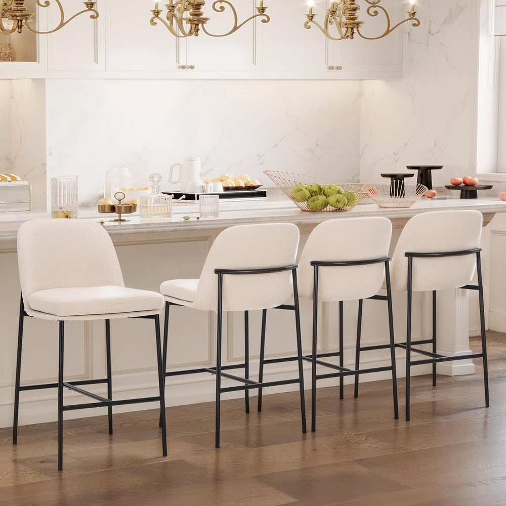 COLAMY Counter Height Bar Stools Set of 4, 25 Inch Modern Fabric Kitchen Isla...