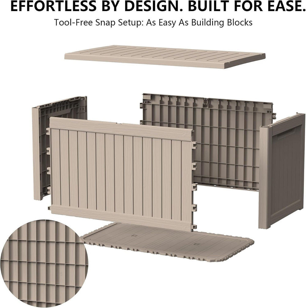 270 Gallon Resin Large Deck Box Organization and Storage Box for Patio, Outdo...