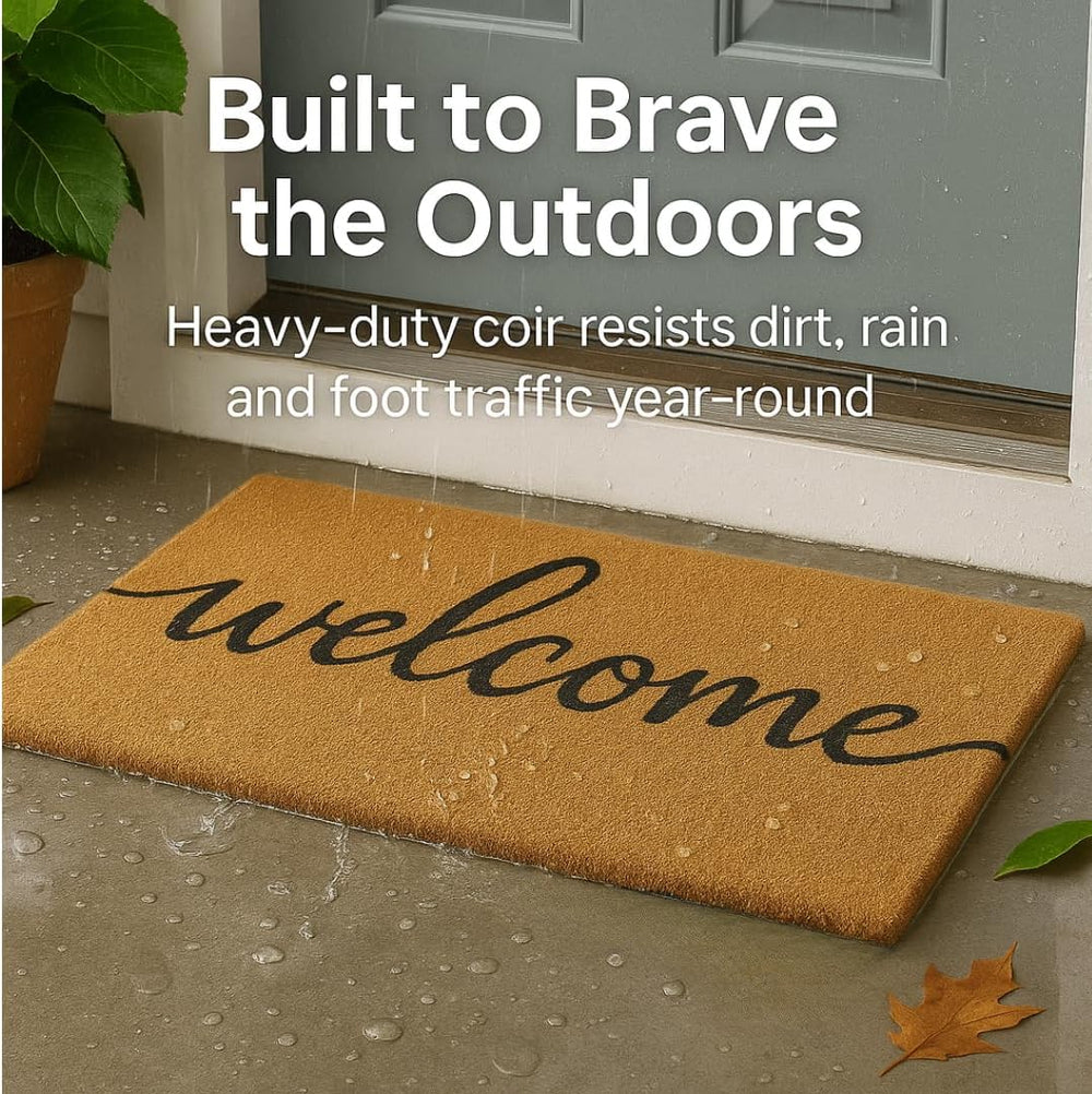 Casafoyer Natural Coir Front Door Mat 30 x 17 in, Non-Slip Indoor Outdoor Wel...