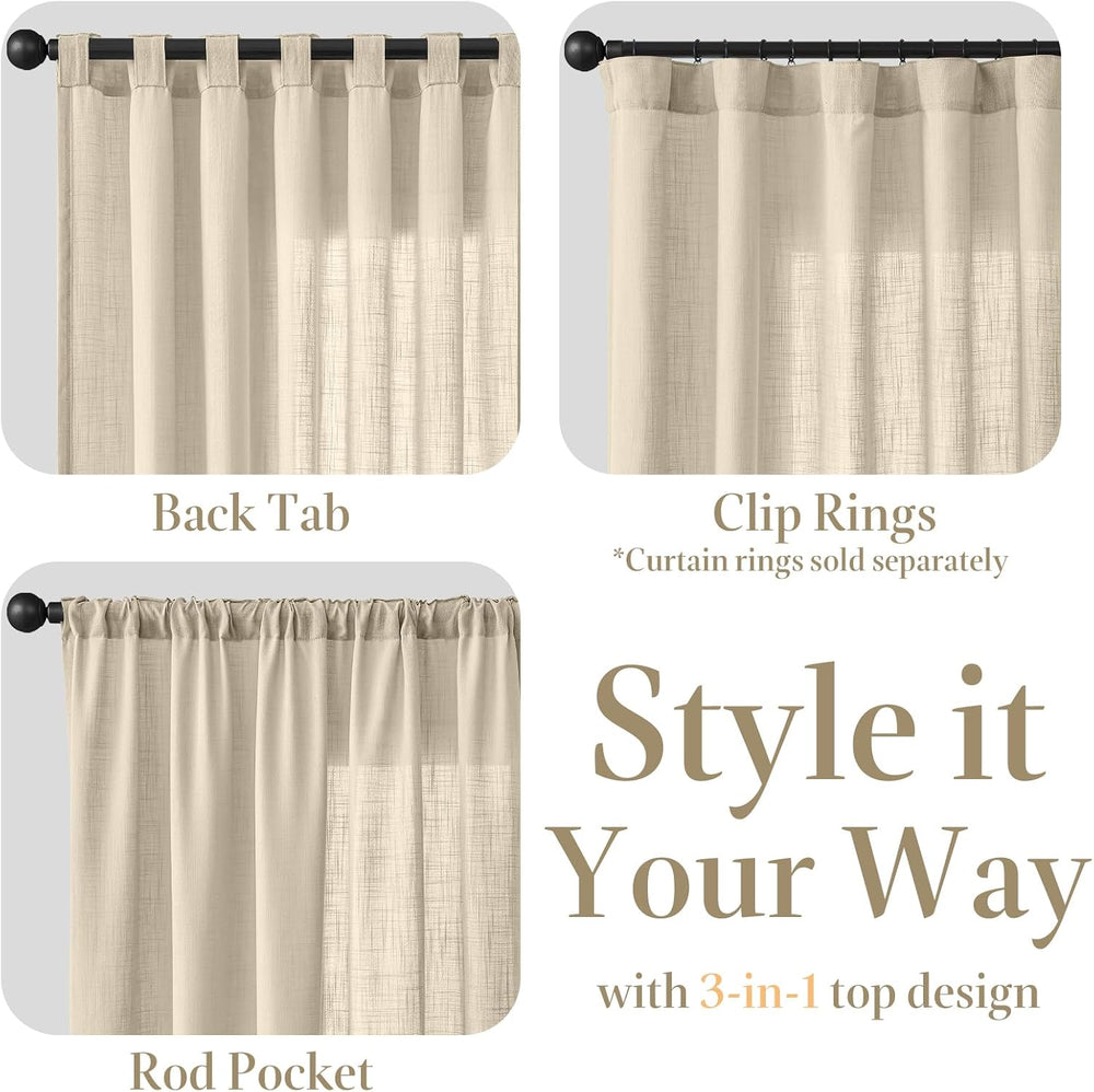 jinchan Taupe Semi Sheer Curtains Light Filtering 84 Inches Long 2 Panels