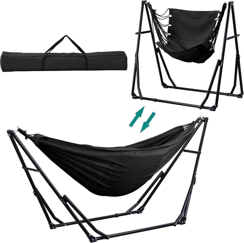 Ainfox Hammock with Foldable Stand, 2 in 1 Hammock and Swinging Chair with Ca...