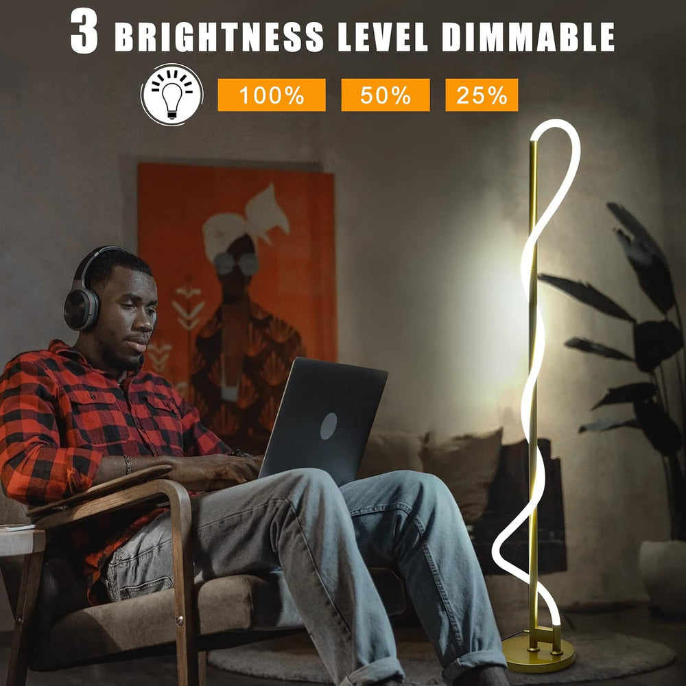 Modern LED Gold Floor Lamp, 3-Level Dimmable Flexible DIY Modeling Tall Stand...