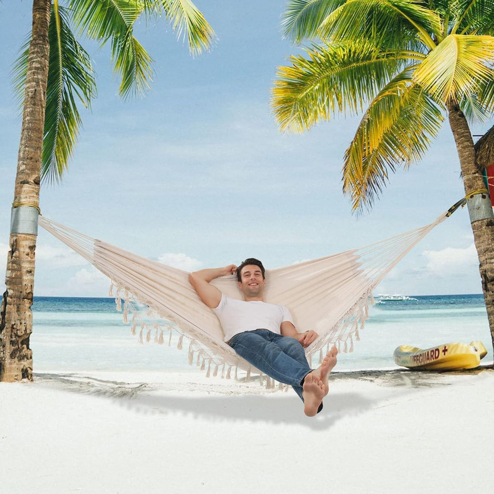 Hammock Hanging Swing Double Max 500lbs Macrame for Indoor Outdoor Patio Yard...