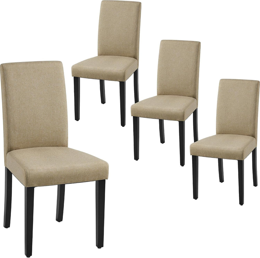 Yaheetech Dining Chairs Set of 4 Upholstered Kitchen Chairs Khaki