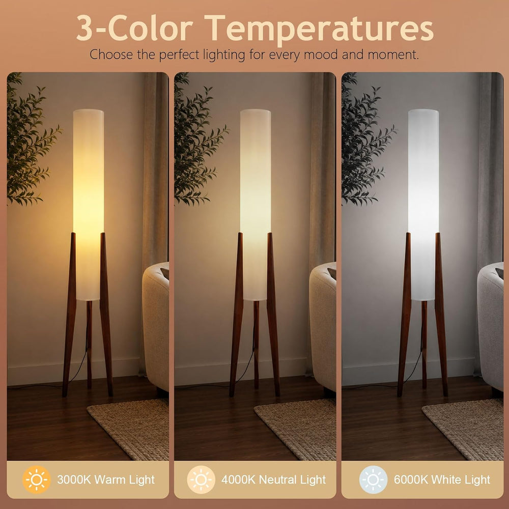 Wabi-Sabi 50" Wood Tripod Floor Lamp with Paper Lantern Inspired
