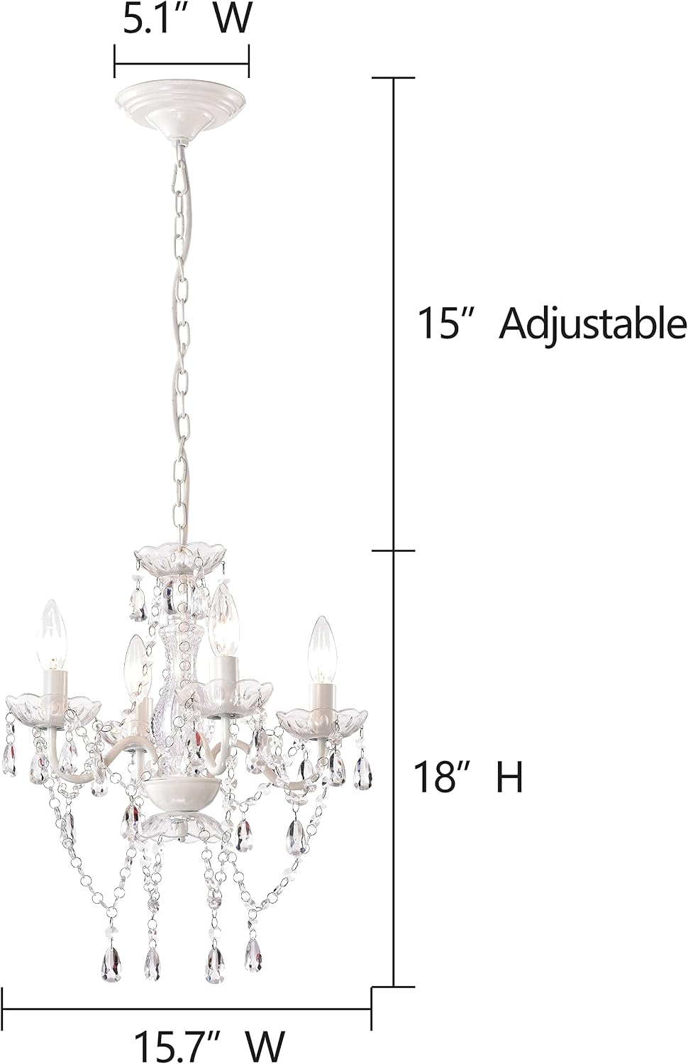 LaLuLa White Chandelier Mini Crystal Chandelier Lighting Hardwired Small Acry...