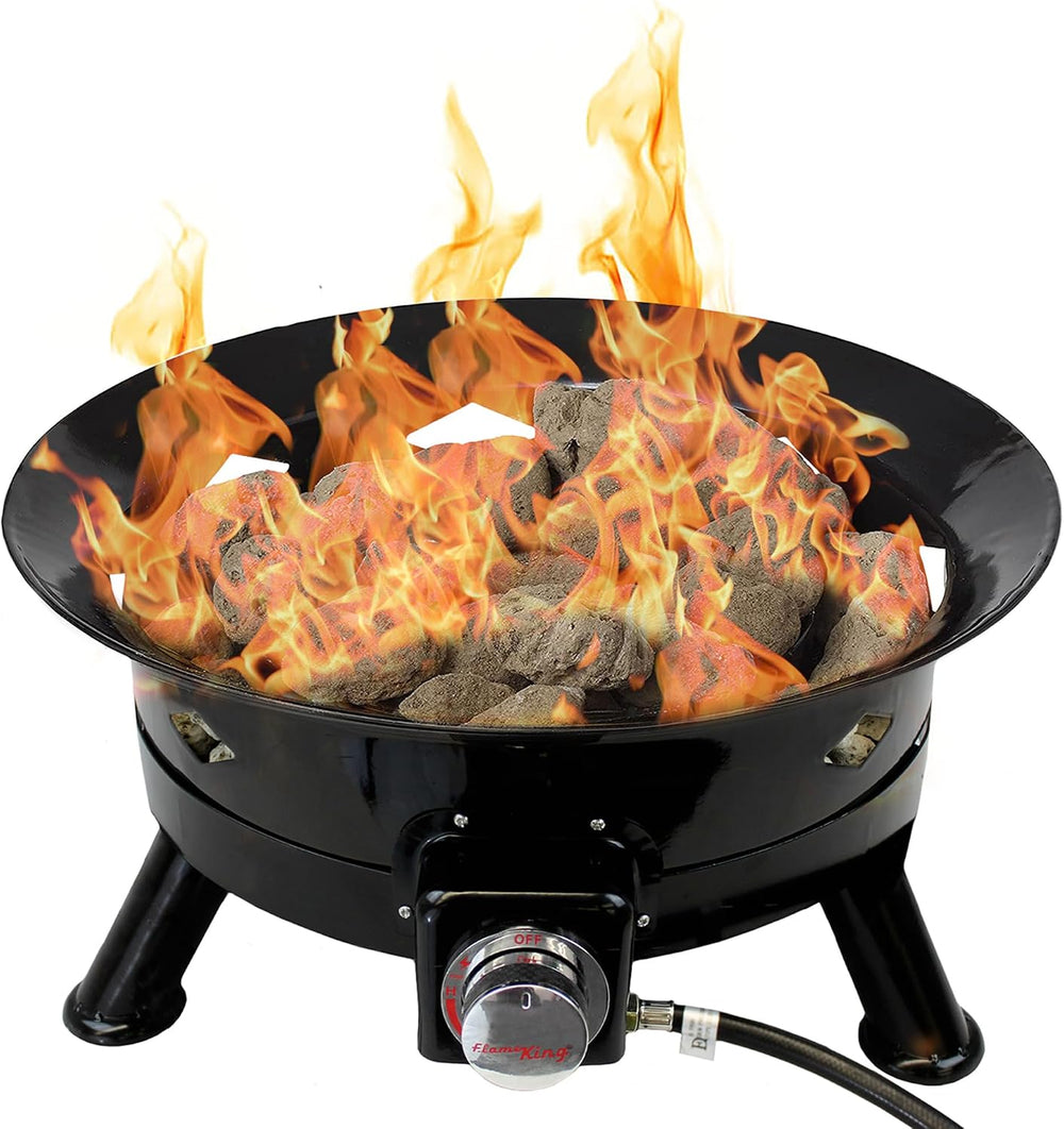 Flame King Smokeless Propane Fire Pit, 24-inch Portable Firebowl, 58K BTU wit...