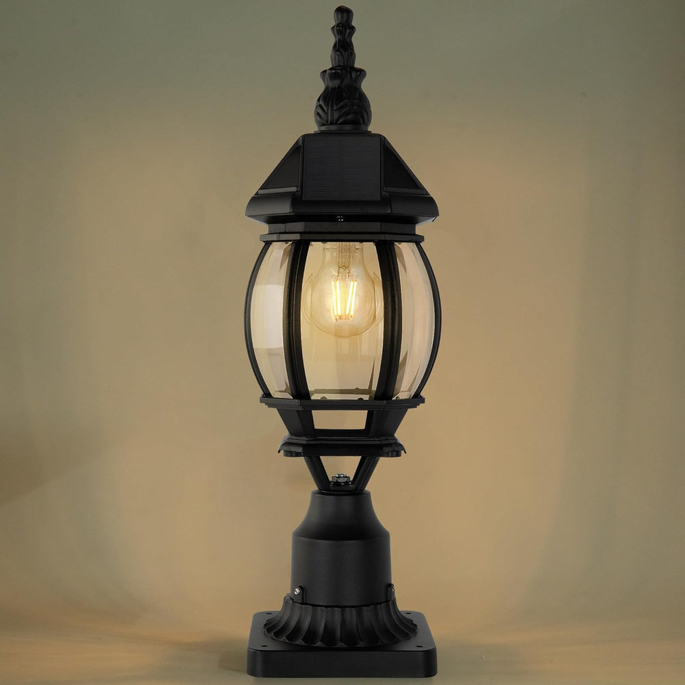 LUTEC Solar Post Light With Pier Mount Base, Dusk to Dawn Aluminium Lamp, Ext...