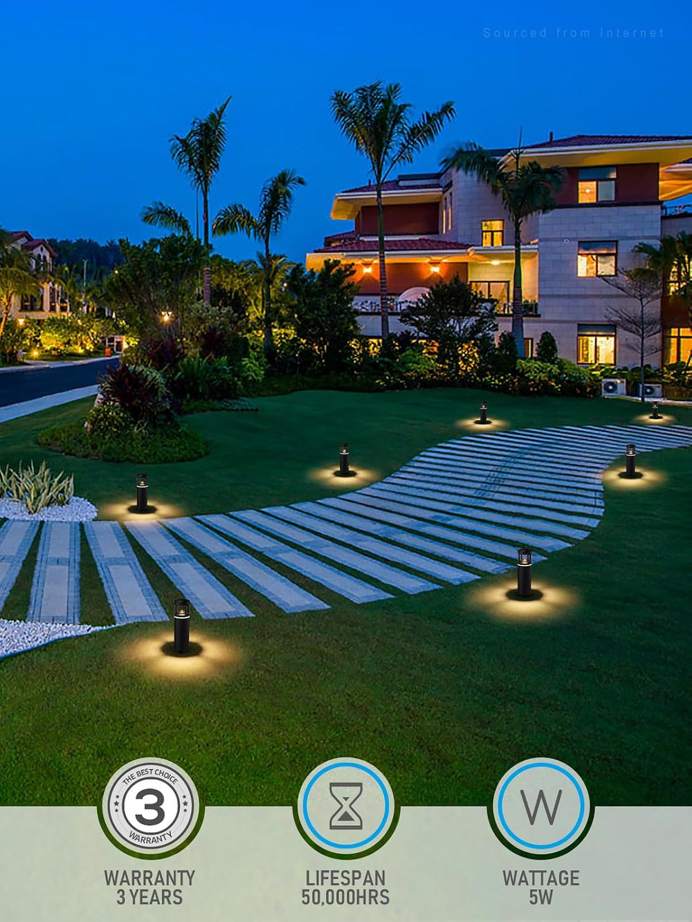 LEONLITE 4-Pack RGB Low Voltage LED Path Lights Unique Light Pattern, 3000K