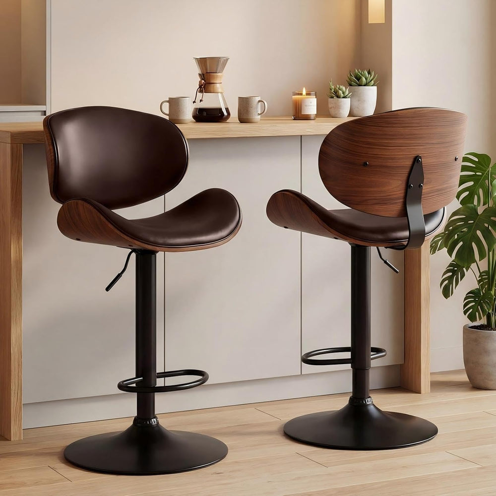 Bar Stools Set of 2, Adjustable Height 24-33'' Swivel Bar Chairs