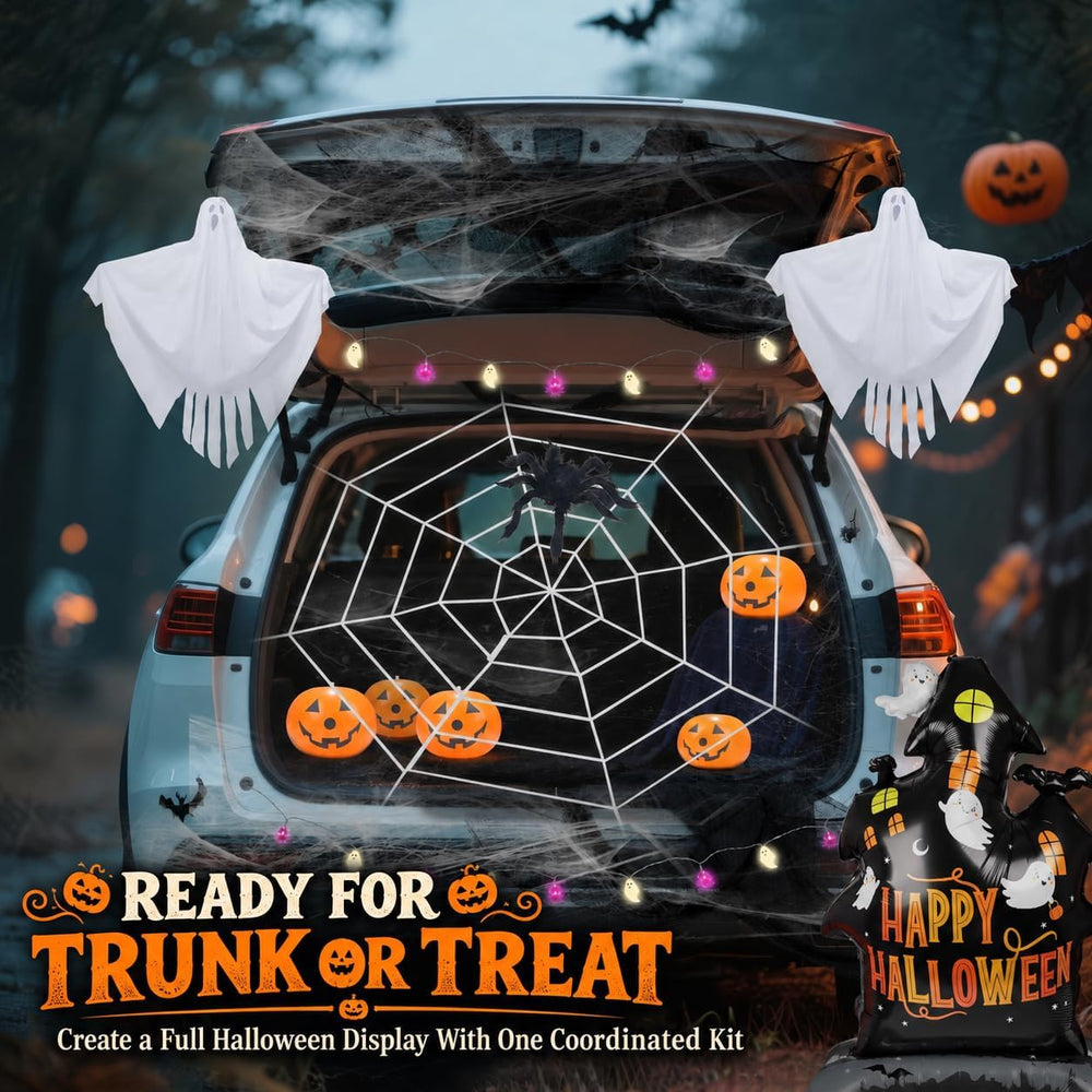 Halloween Golf Cart Decorations Kit, Ghosts, Spider Web, Pumpkins, Lights