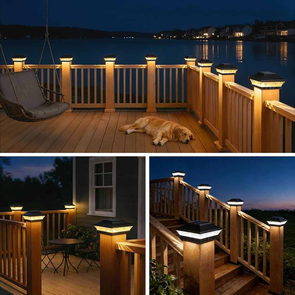 Brightever 4x4 3.5x3.5 Solar Post Cap Lights 12-Pack Black