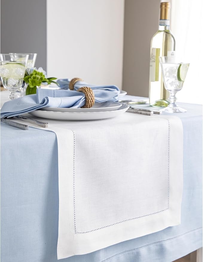 Solino Home Linen White Table Runner 144 Inches Long - 100% Pure Linen Extra ...