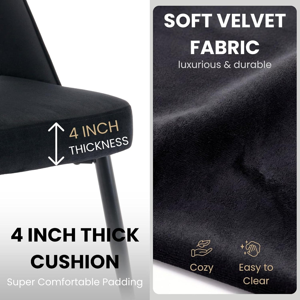 DUOMAY Modern Dining Chair Set of 6 with Open Back, Velvet Upholstered Armles...