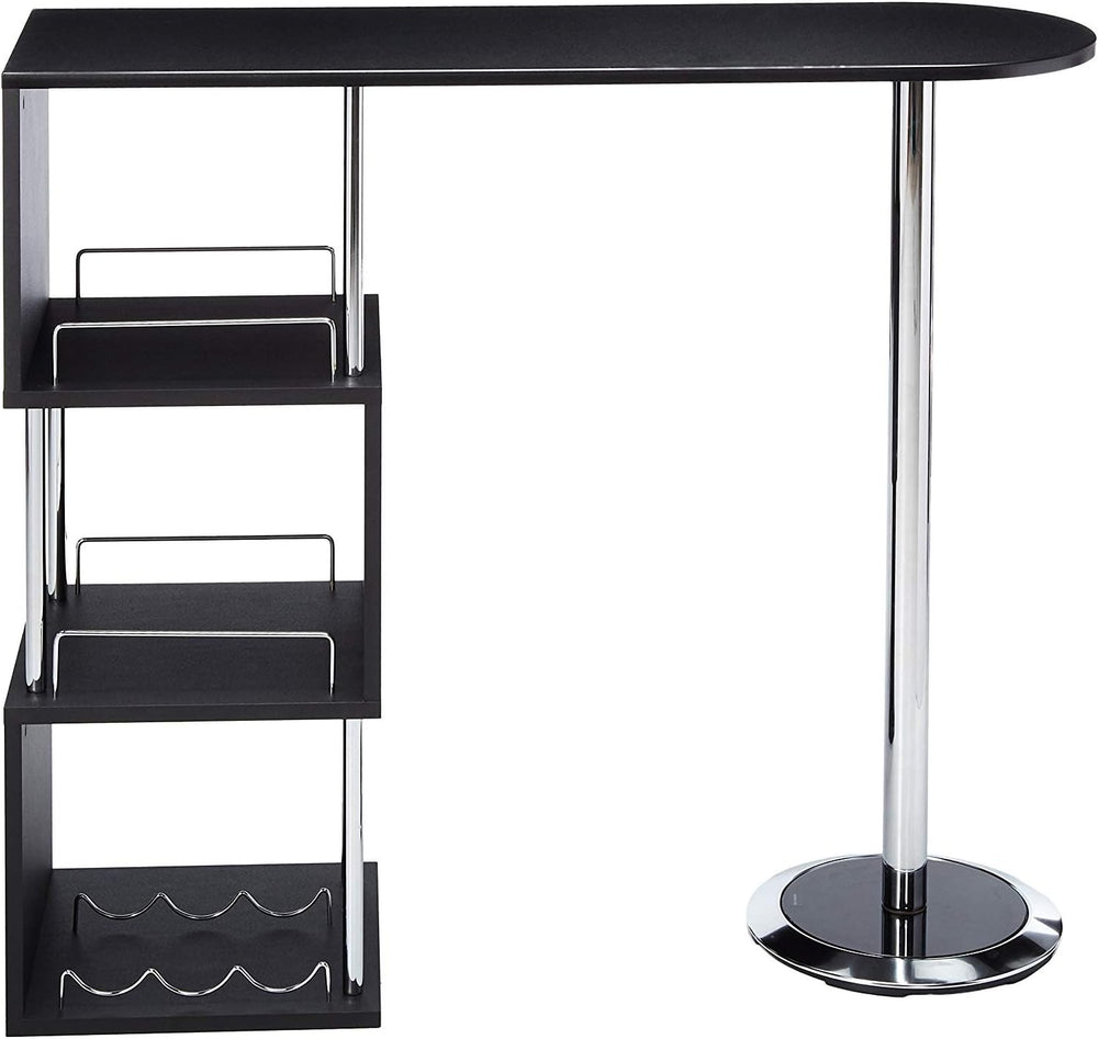 Kings Brand Furniture - Minorca Modern Wine Bar Table w/Shelves (Black)