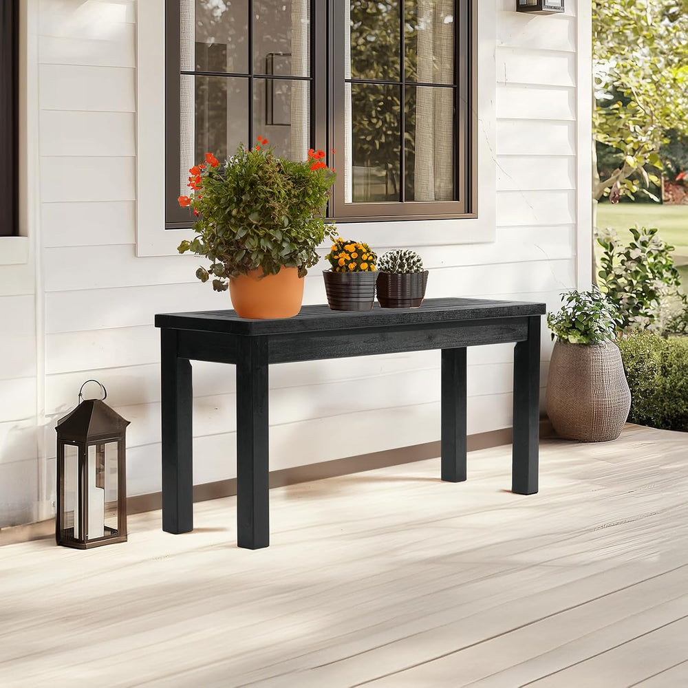 VINGLI Outdoor Wooden Bench, 40” Porch Bench Outdoor Backless Garden Bench, S...