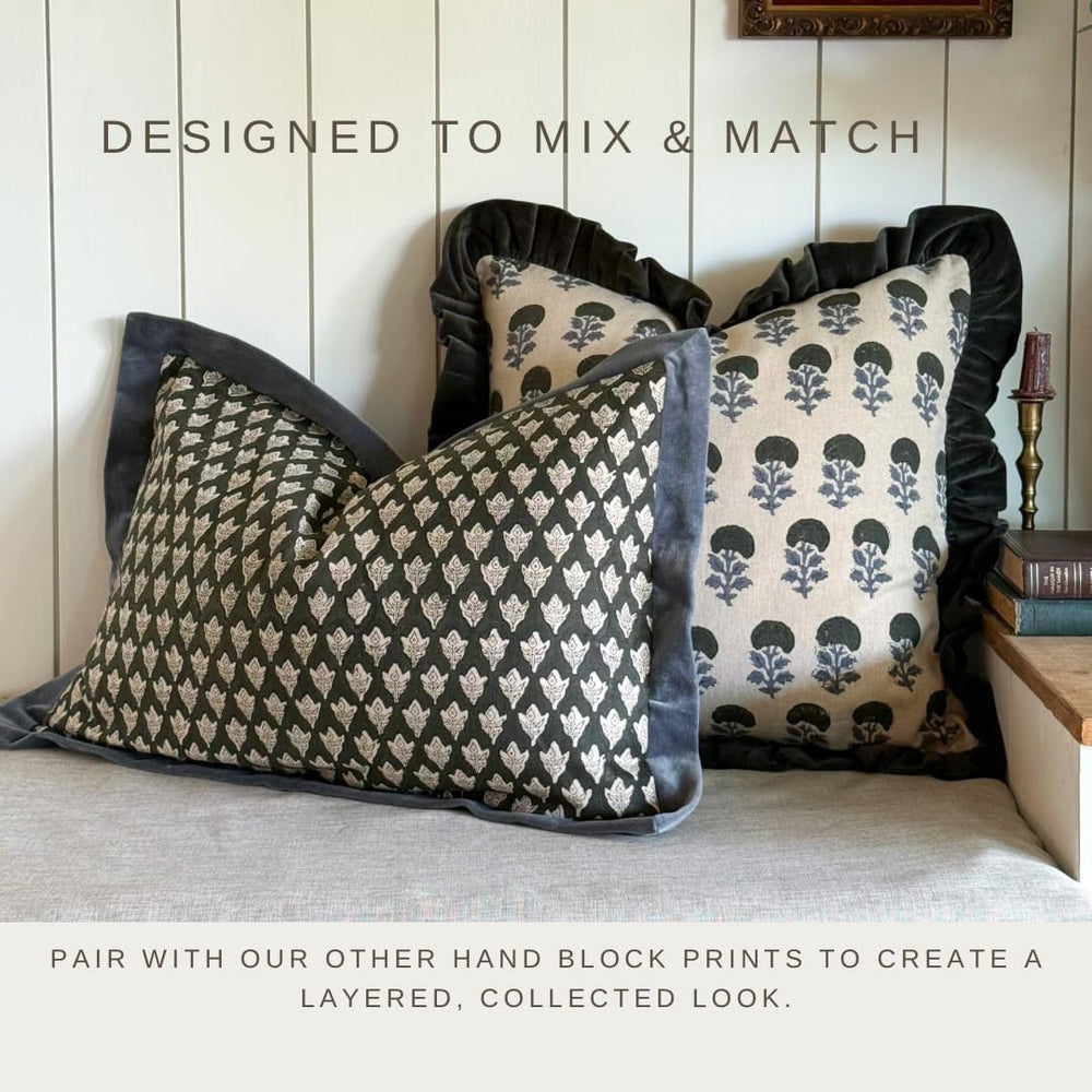 Palm & Loom 100% Cotton Linen Cushion Cover - Aira Decorative Throw Pillo...