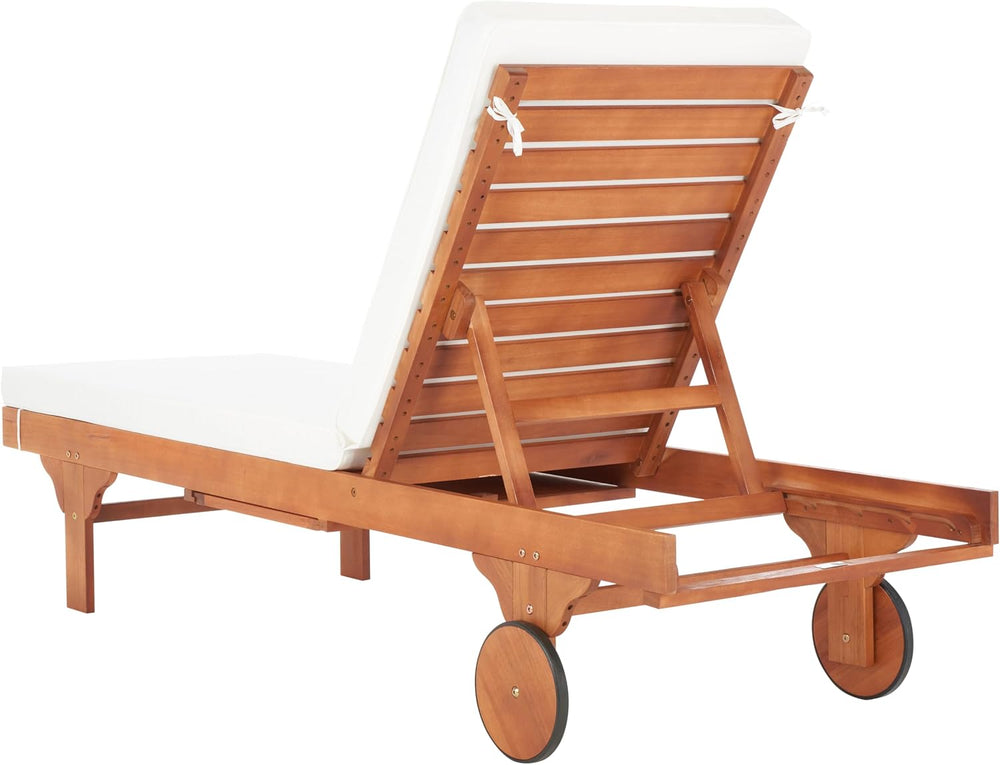 SAFAVIEH Outdoor Collection Newport Natural/ Beige Cushion Built-in Side Tabl...