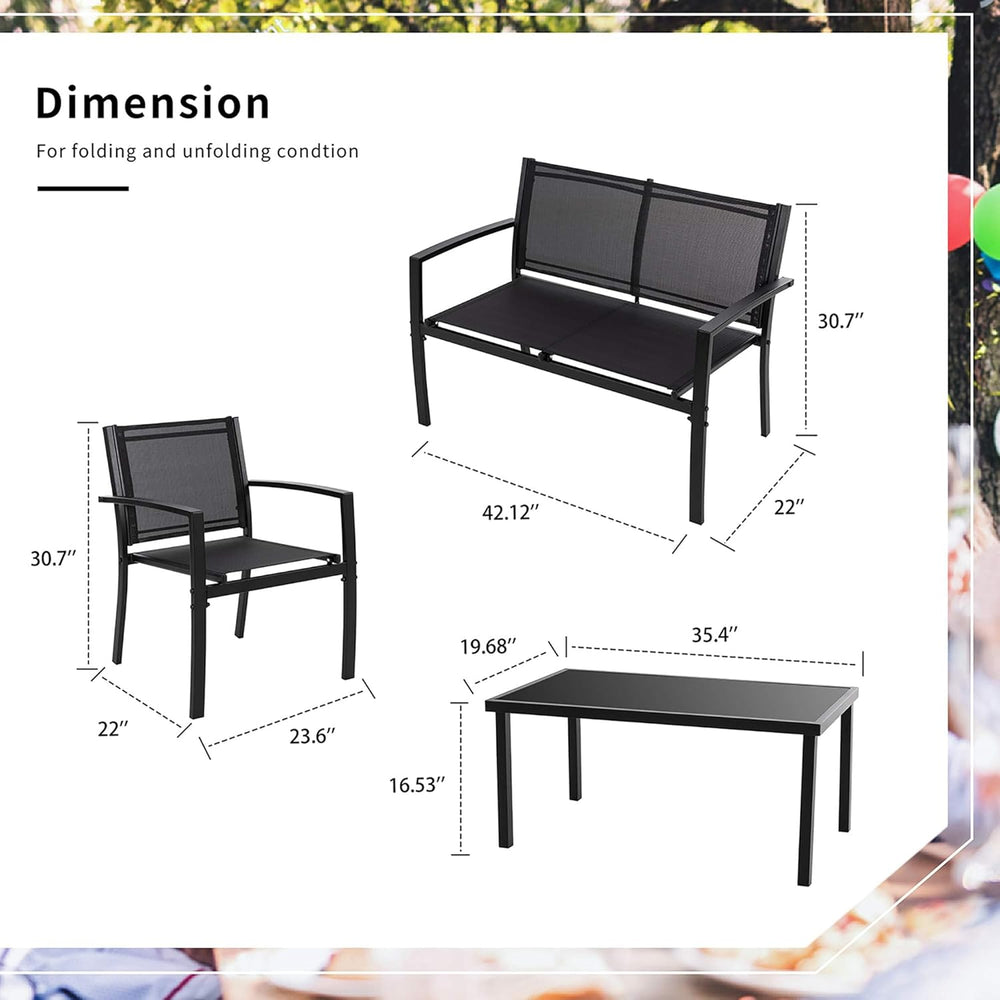 Shintenchi 4 Pieces Patio Furniture Set All Weather Textile Fabric Outdoor Co...