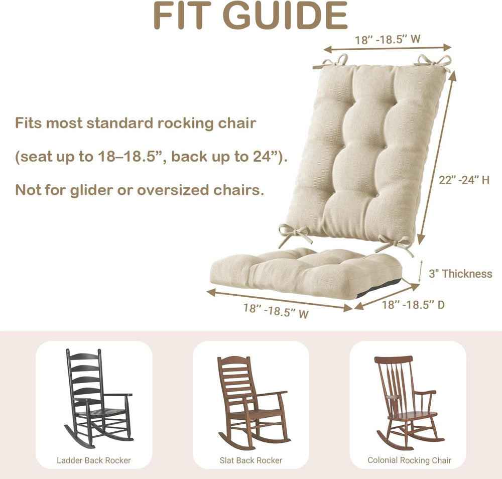 Codi Rocking Chair Cushions Indoor, Water-Resistant, Beige 1 Pack