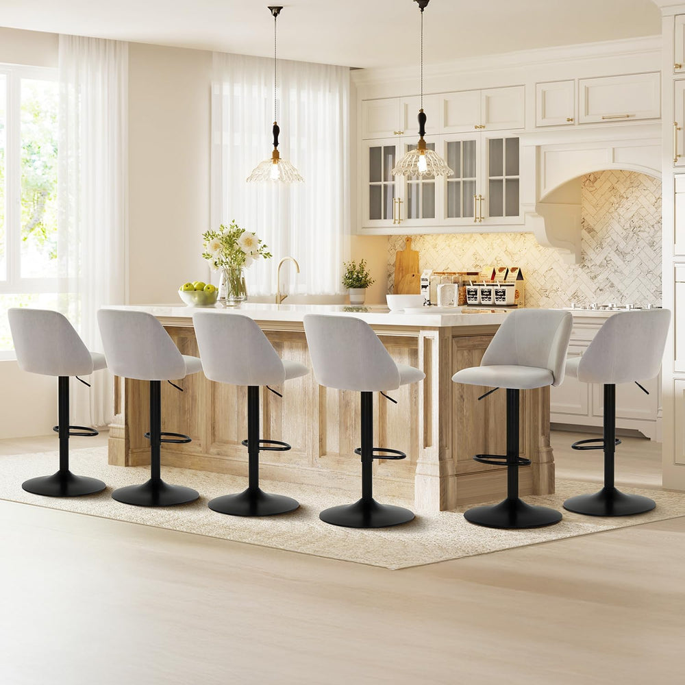 COLAMY Bar Stools Set of 4, Modern Swivel Bar Chairs, Adjustable Upholstered ...
