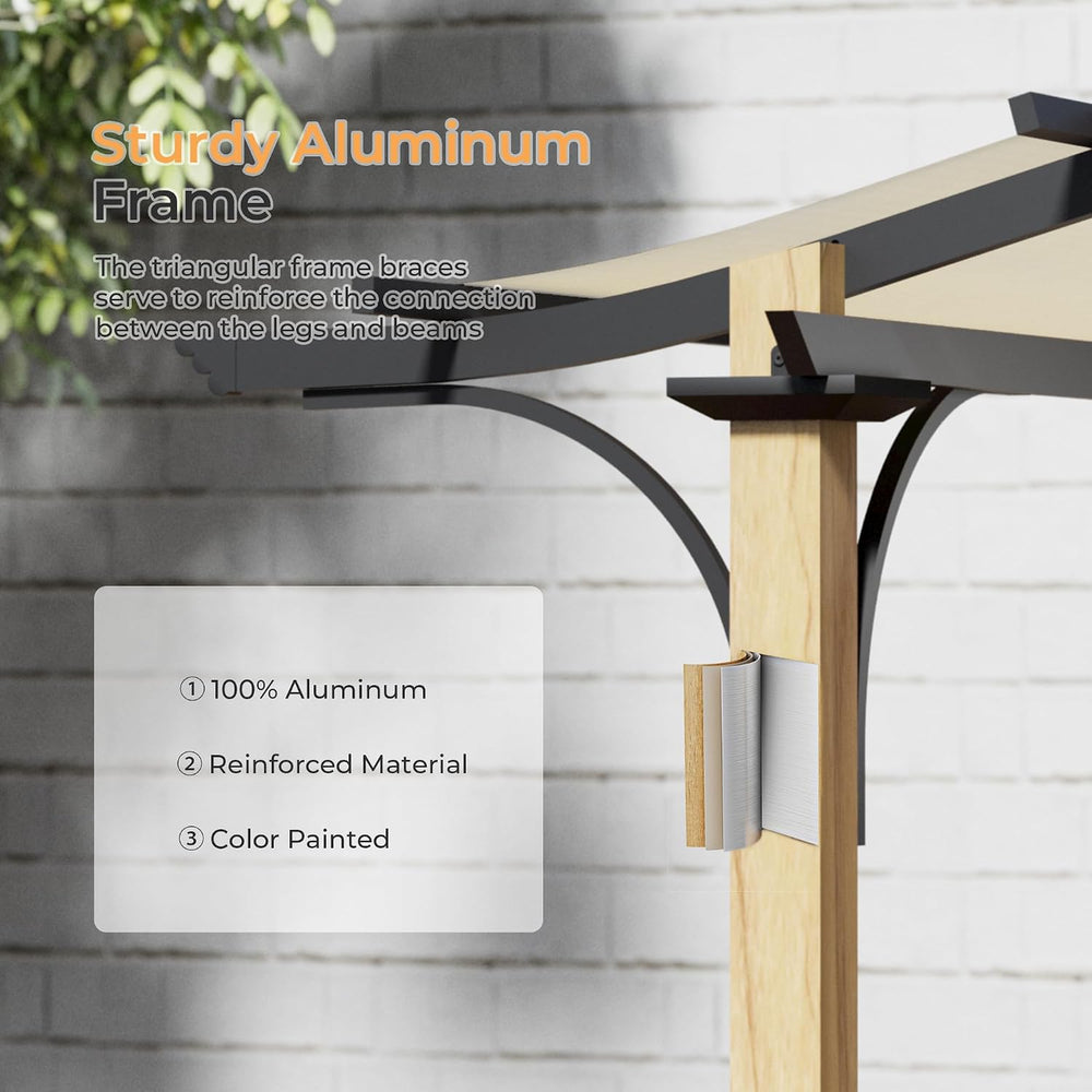HAPPATIO 10' x 13' Arched Top Outdoor Pergola, Aluminum Frame Canopy ...