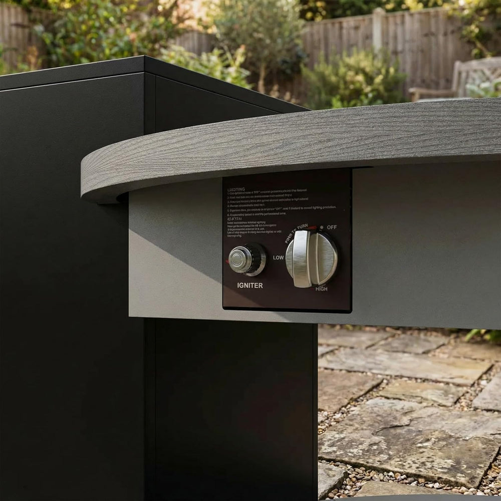 Round Outdoor Fire Table with Propane Tank Cabinet, 50000BTU Aluminum Alloy F...