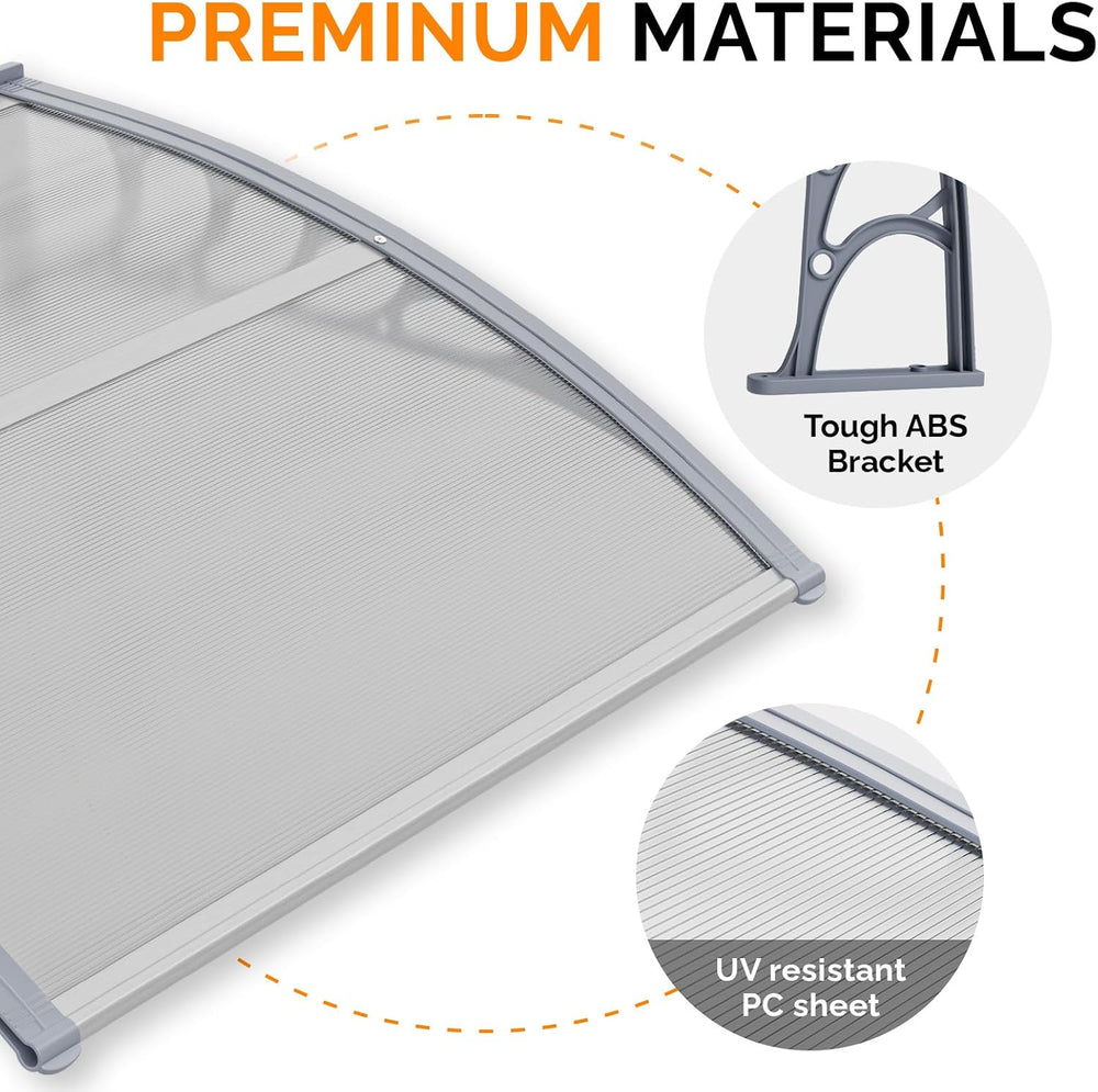 VINGLI Window Awning Door Canopy, 40" x 40" Awnings for Doors Polyc...