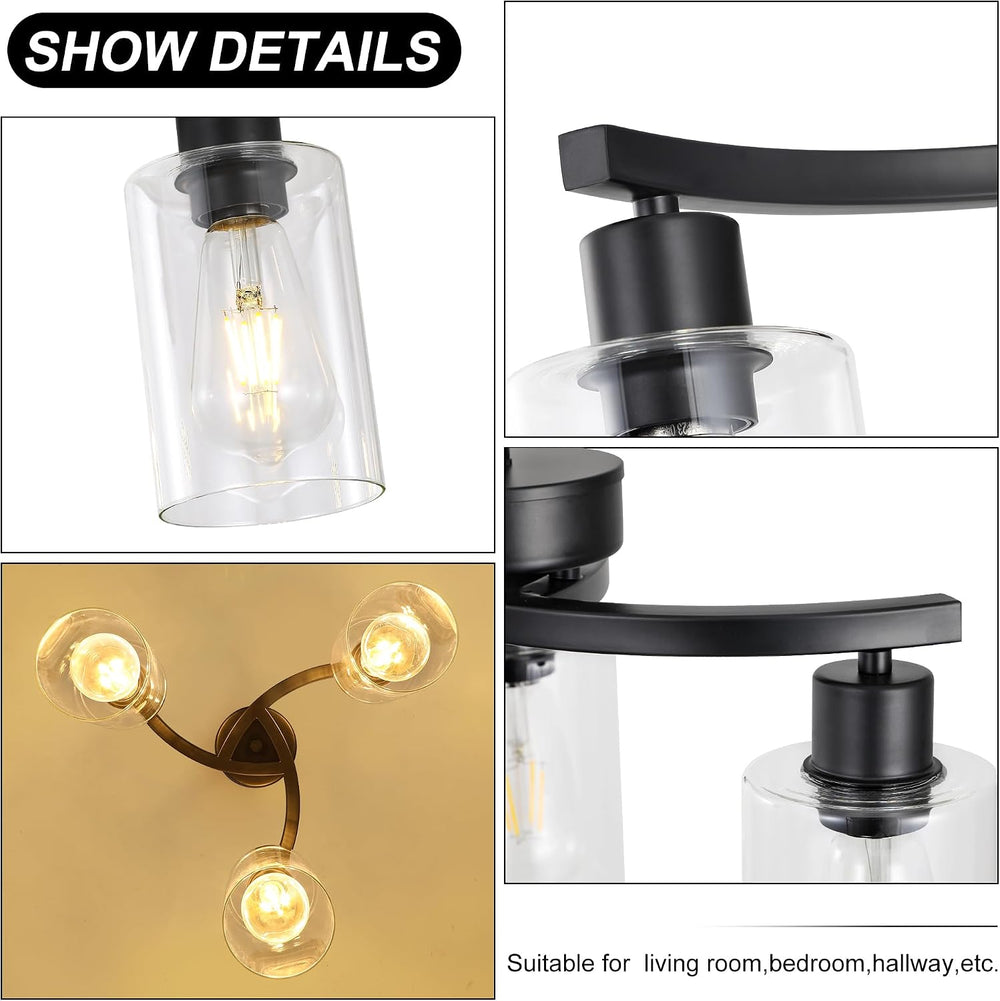 CNRATYE 3-Light Modern Farmhouse Black Pendant Lights Kitchen Island, Adjusta...