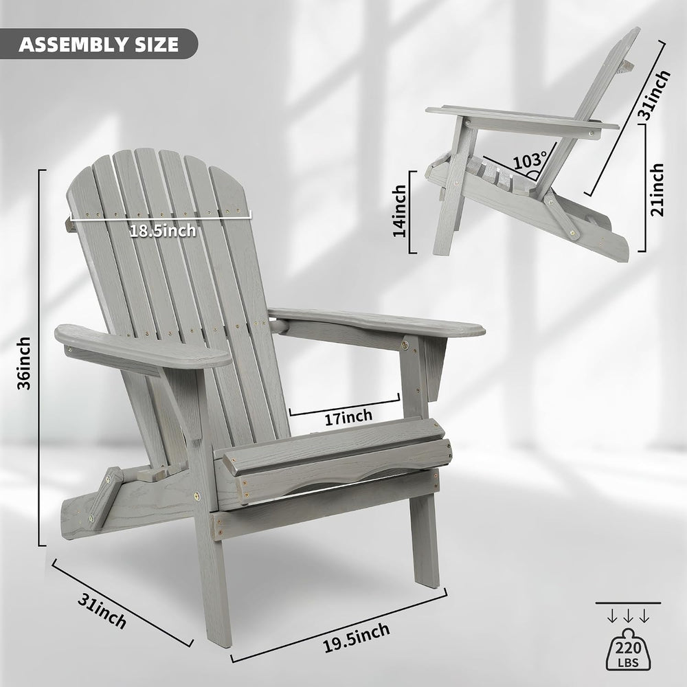 WILLIAMSPACE Adirondack Chairs Set of 2, Solid Wood Outdoor Folding Embossed ...