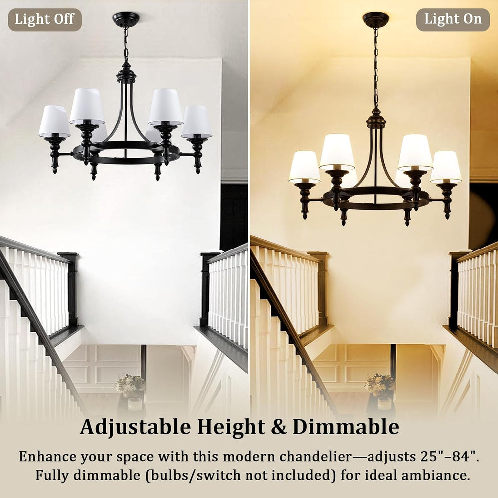 29.9" Black Wagon Wheel Chandelier 6-Light Modern Farmhouse Chandeliers ...