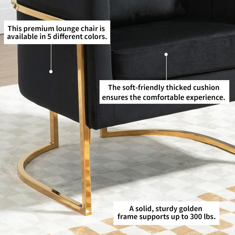 Velvet Modern Accent Chair, Upholstered Barrel Armchair Mid Century with Pill...