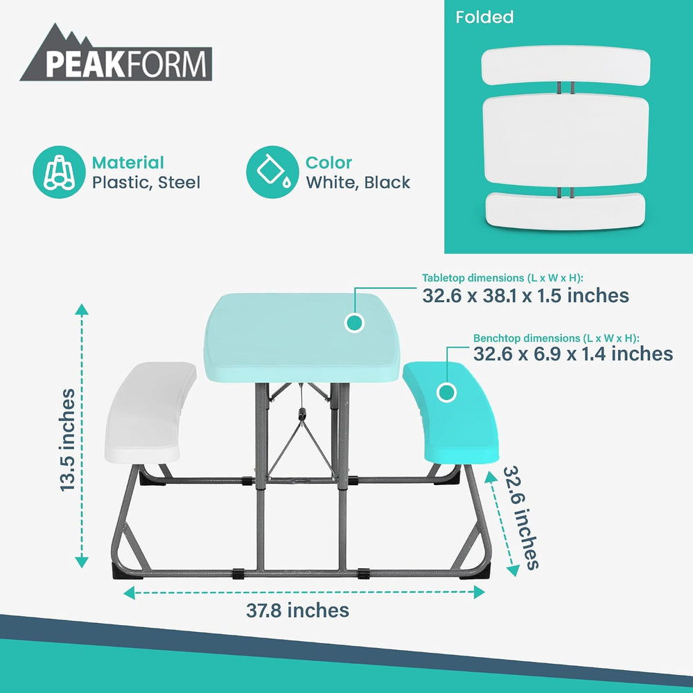 Peakform 37.8 Inch Rectangular Folding Picnic Table, Multipurpose Indoor Outd...