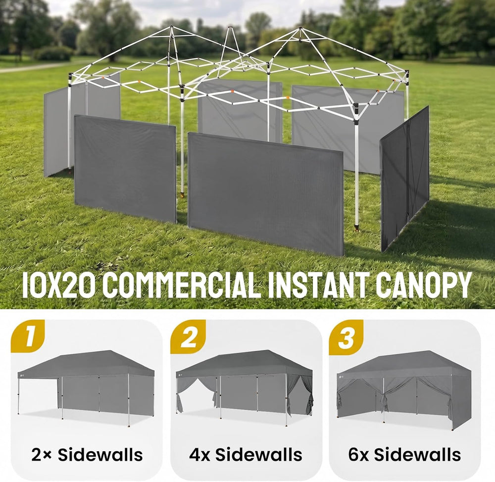 CROWN SHADES 10x20 Pop Up Canopy Tent, Event Shelter, Gray