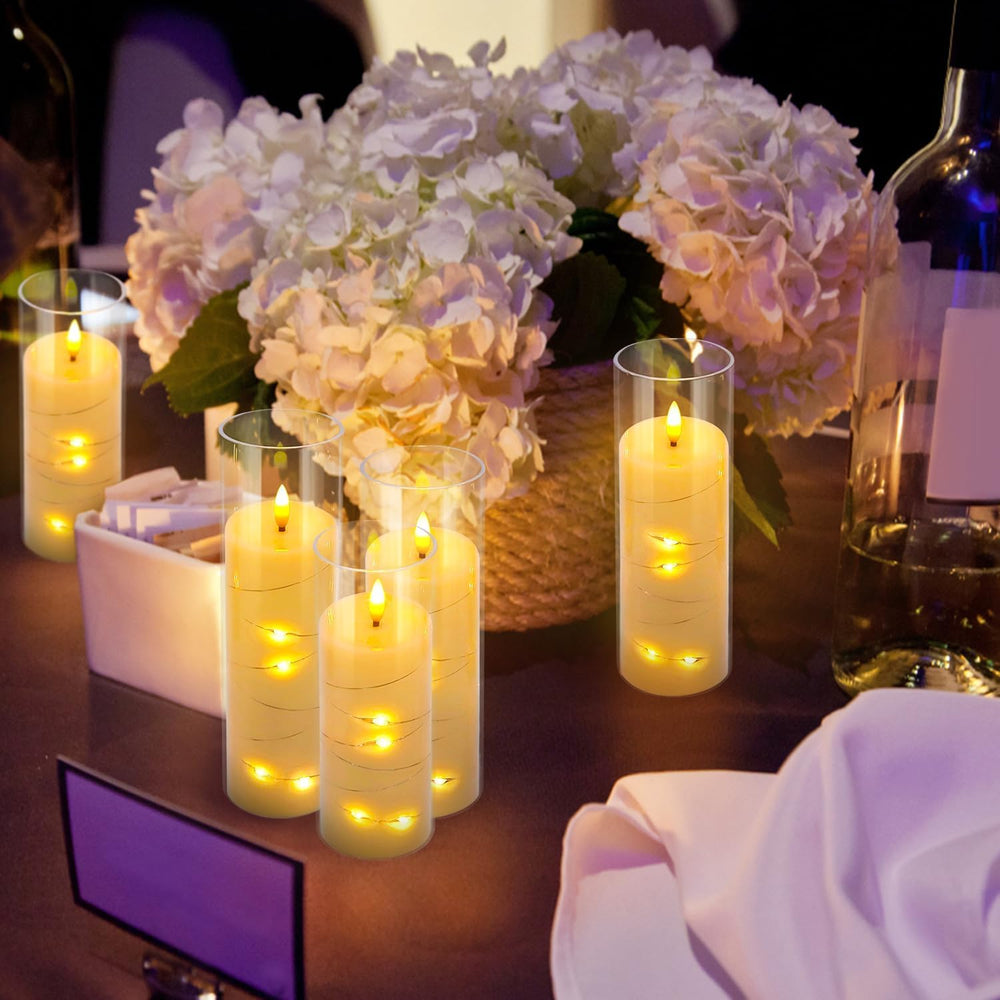 24 Pcs LED Flameless Candles with Remote, 3D Flickering Flame & LED Strin...