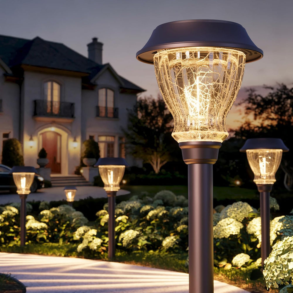 XMCOSY+ Solar Pathway Lights Outdoor, 6 Pack Warm White Landscape Lighting