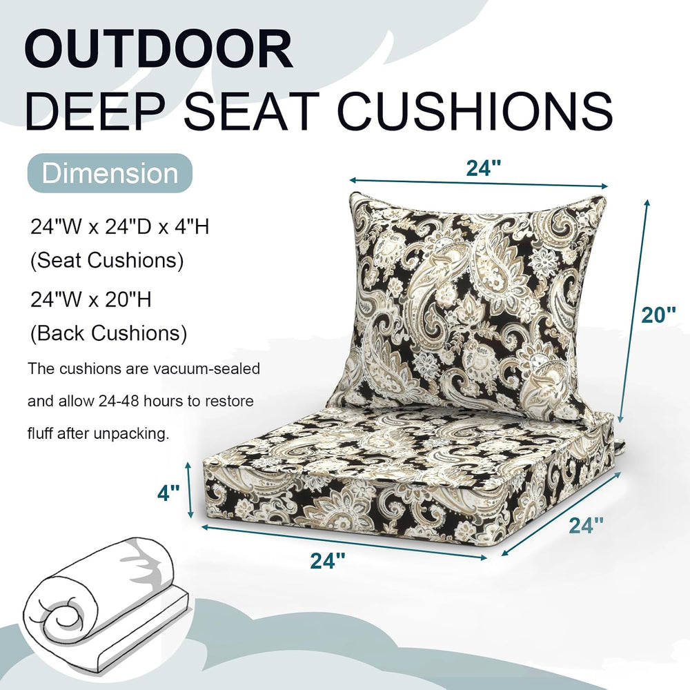 DYTXIII Outdoor Deep Seat Cushion Set, Water Repellent 24"x24" Pati...