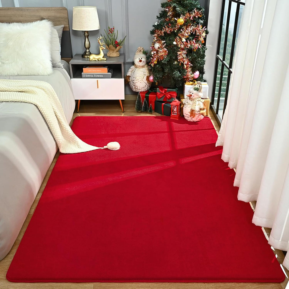 Amearea Modern Area Rugs for Bedroom Living Room, 4x6 Red Memory Foam Rug